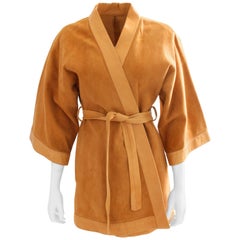 Bonnie Cashin Sills Camel Suede & Leather Kimono Jacket RARE 1960s Sz M VTG