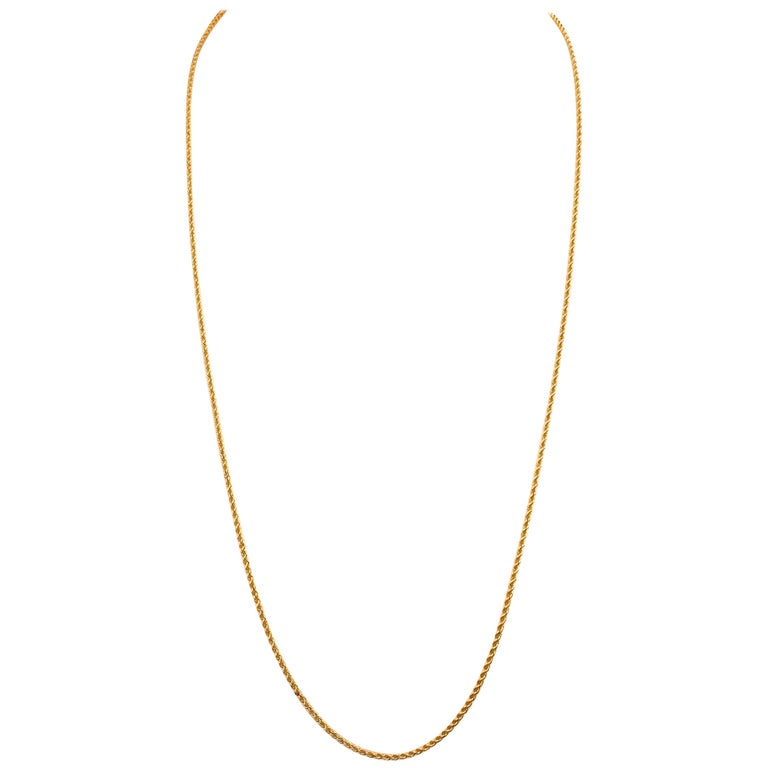 14K Gold 30 inch Rope Twist Chain Necklace at 1stDibs