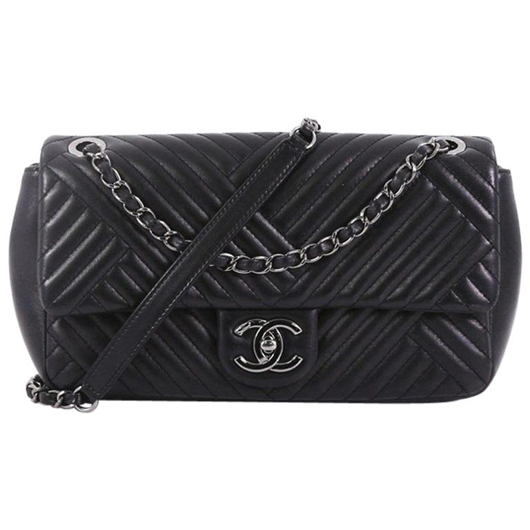 Chanel CC Crossing Flap Bag Chevron Lambskin Medium