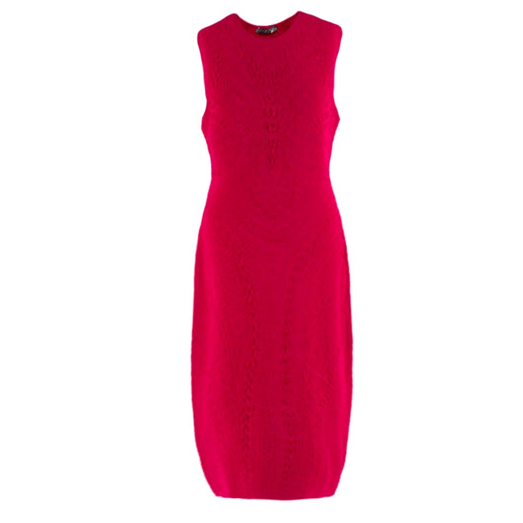 Alexander McQueen red matelasse-knit dress US 10 For Sale