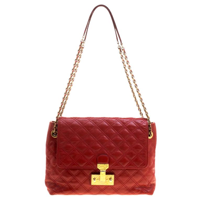 Marc Jacobs Red Quilted Leather Baroque Shoulder Bag