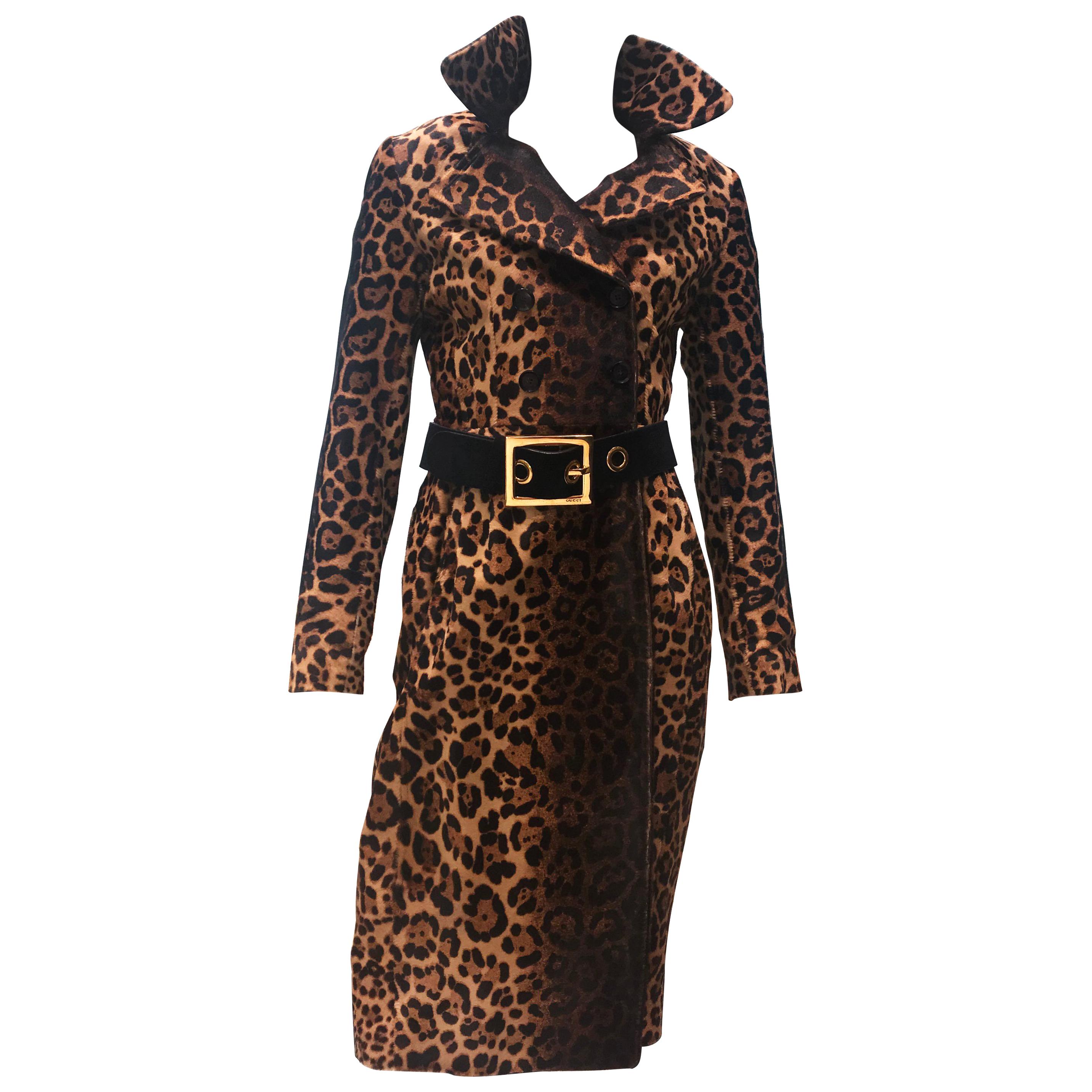 Gucci Leopard Print Belted Fur Coat, 2013  For Sale