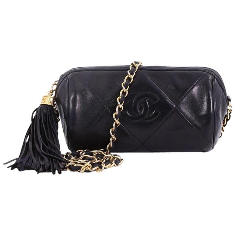 CHANEL, Bags, Chanel Navy Vintage Diamond Cc Small Camera Bag Quilted  Leather
