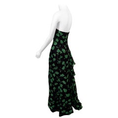 Carolina Herrera Vine Patterned Silk Organza Evening Dress with Sequin Trim