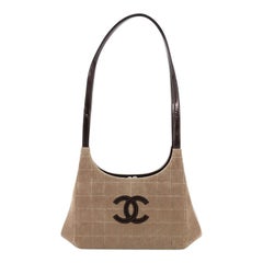 Chanel Vintage Chocolate Bar Kisslock Shoulder Bag Corduroy Medium