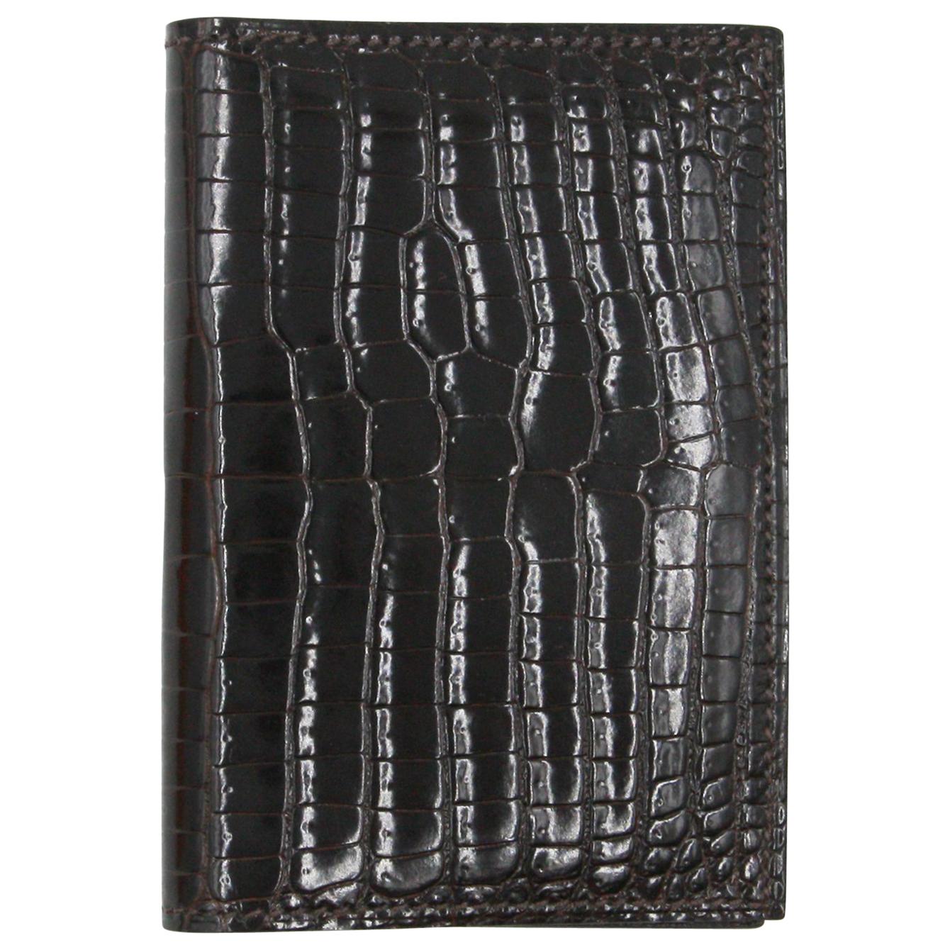 Hermes Crocodile Skin Card Holder, Noir For Sale