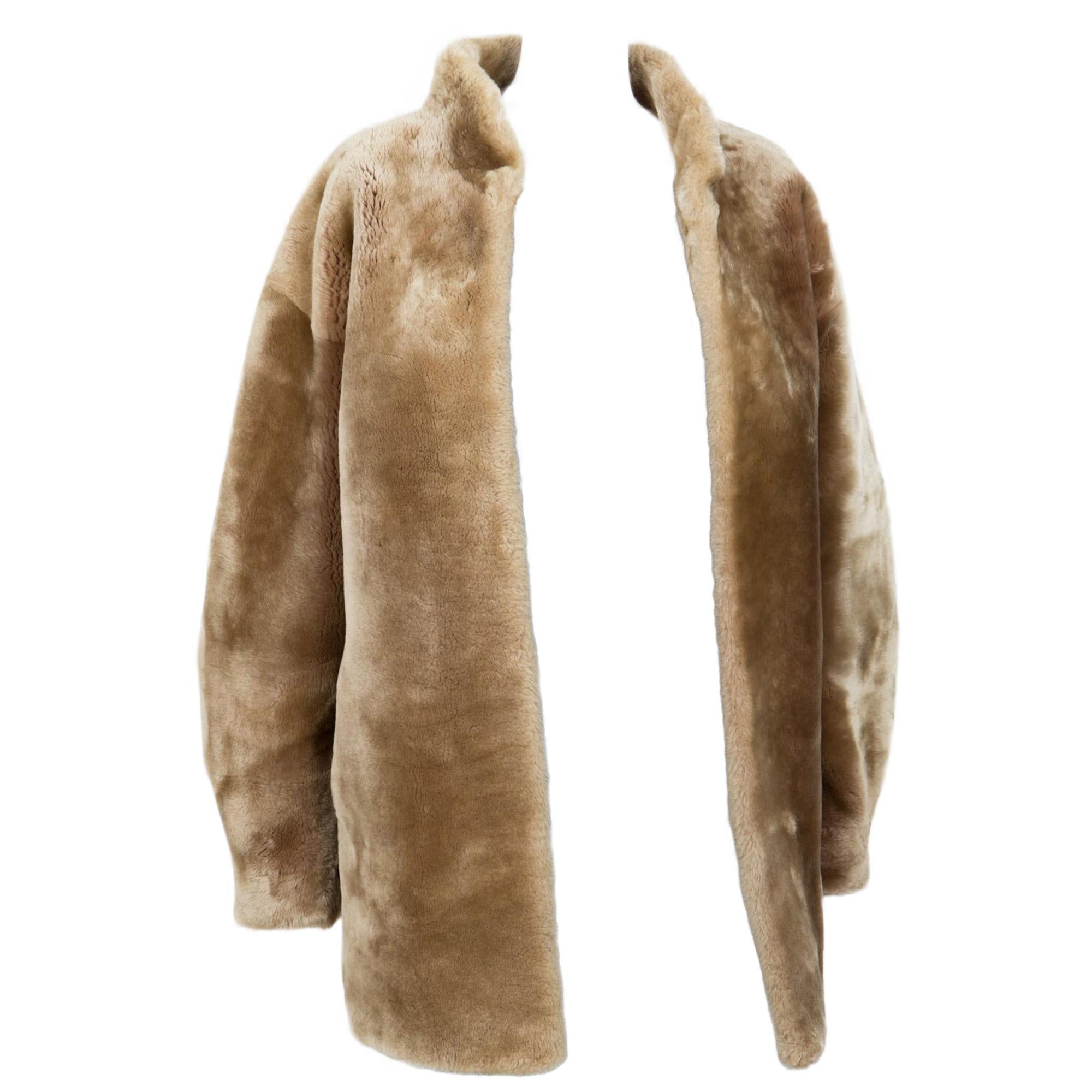 Yves Saint Laurent Gold Tone Shearling Coat 