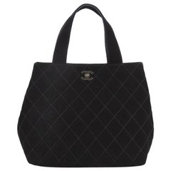 Chanel Vintage CC Tote Quilted Suede Small