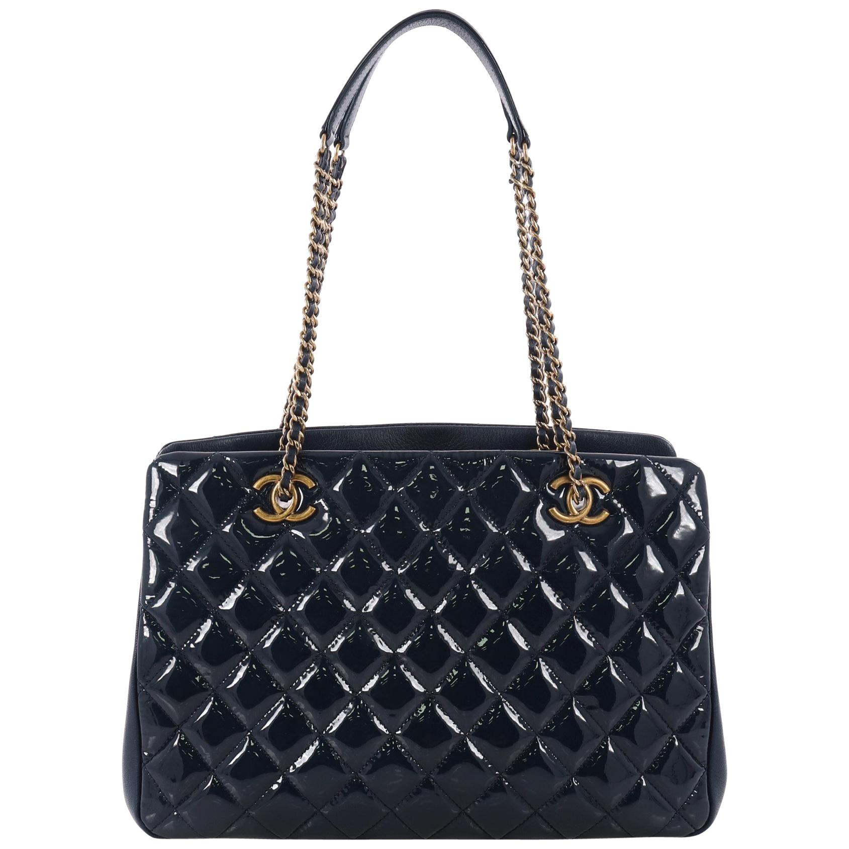 Chanel Eyelet Tote Quilted Patent Medium