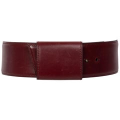 Retro Alaïa Burgundy Leather Waist Belt