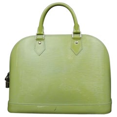 Louis Vuitton Alma Amande Pm 232546 Green Patent Leather Satchel