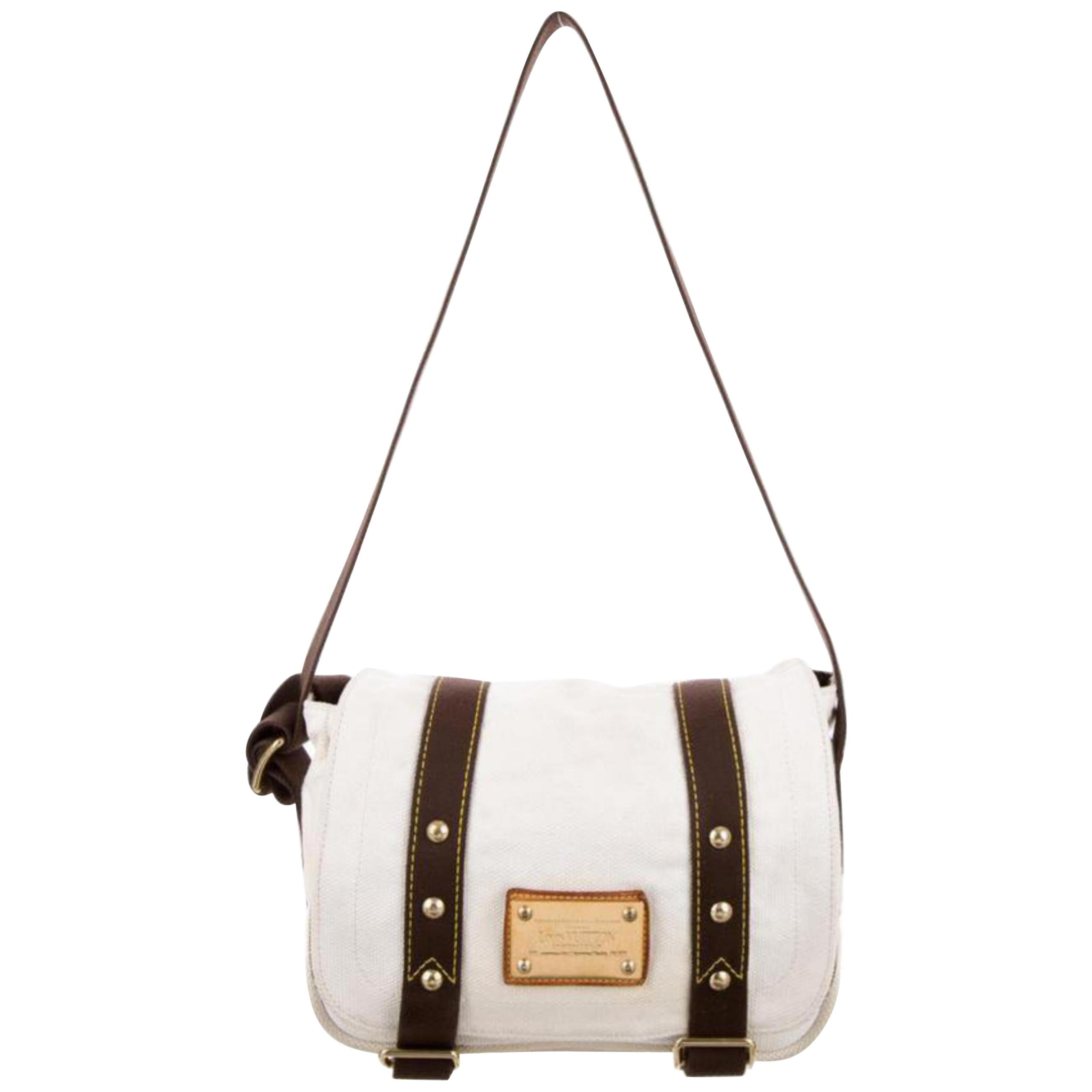 Louis Vuitton Antigua Besace Pm Messenger 231474 White Canvas Shoulder Bag For Sale