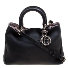 Dior Black Leather Medium Diorissimo Shopper Tote