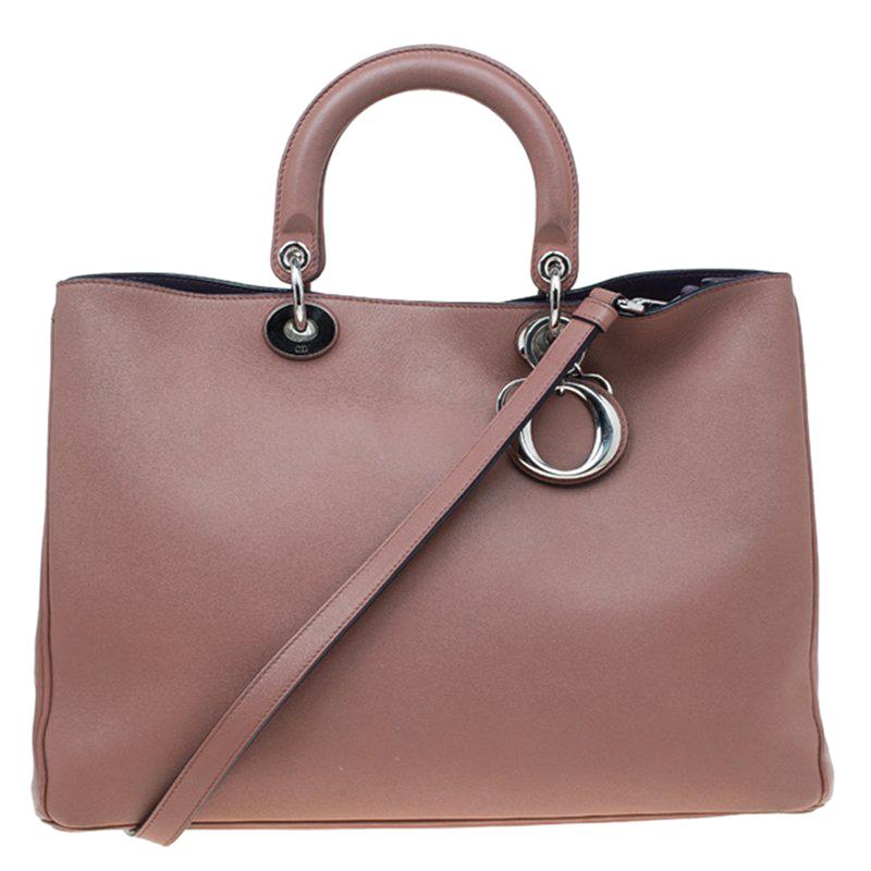 Dior Light Brown Leather Large Diorissimo Shopper Tote