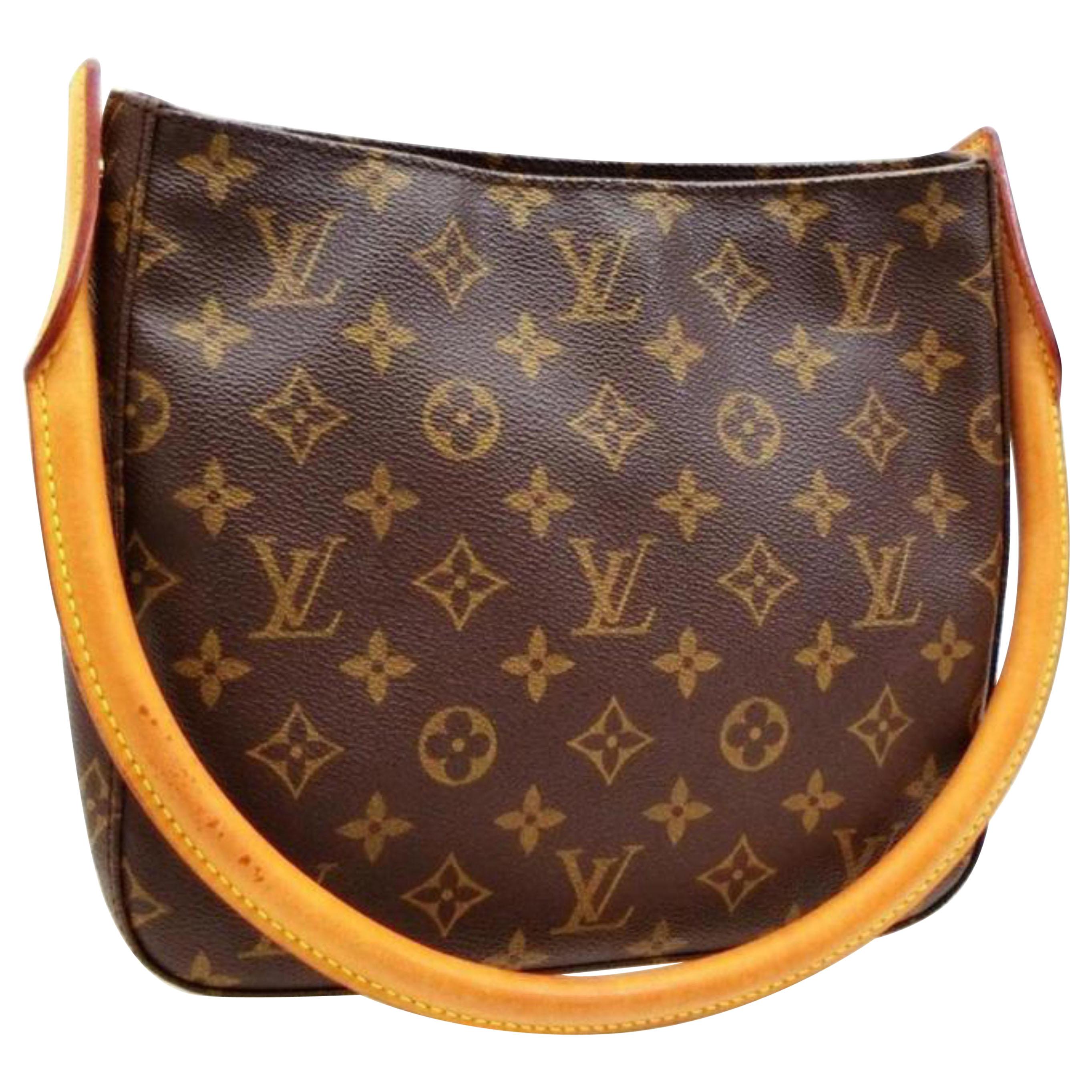 Louis Vuitton Looping Monogram Mm Zip Hobo 228910 Coated Canvas Shoulder Bag For Sale