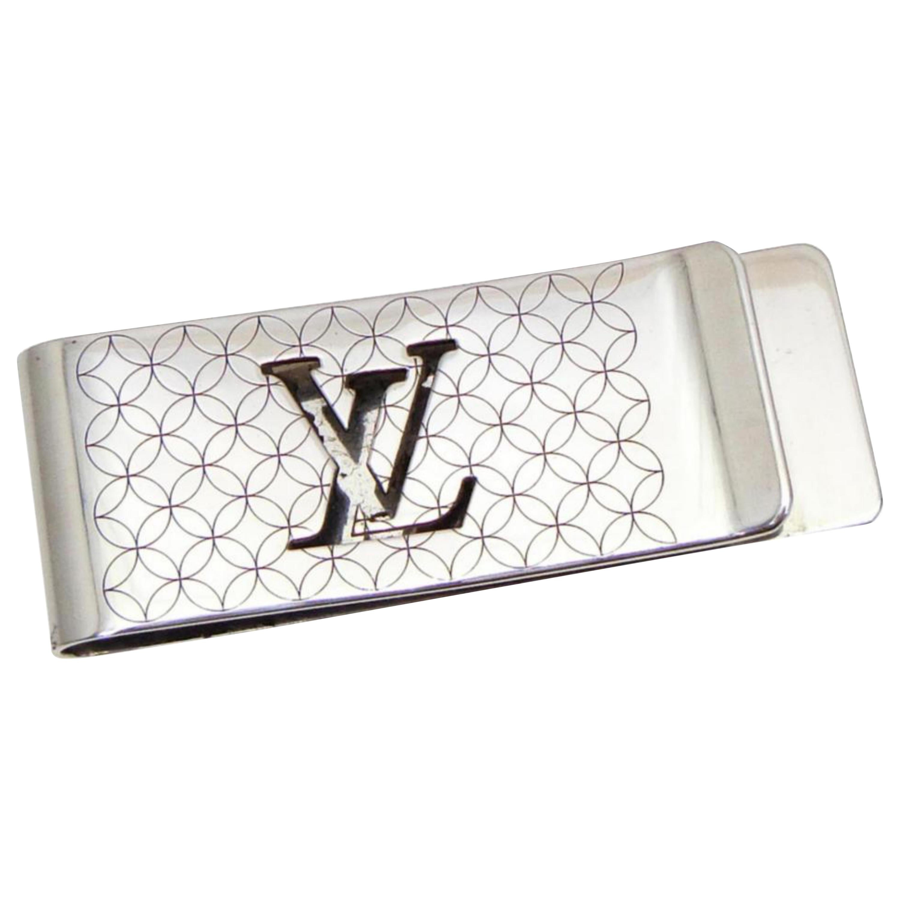 Louis Vuitton Silver Initials Lv Logo Champs Elysees Bill Money Clip 232648