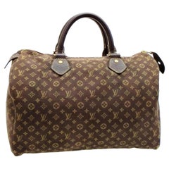 Louis Vuitton Speedy Ebene Monogram Mini Lin 30 228807 Brown Canvas Satchel