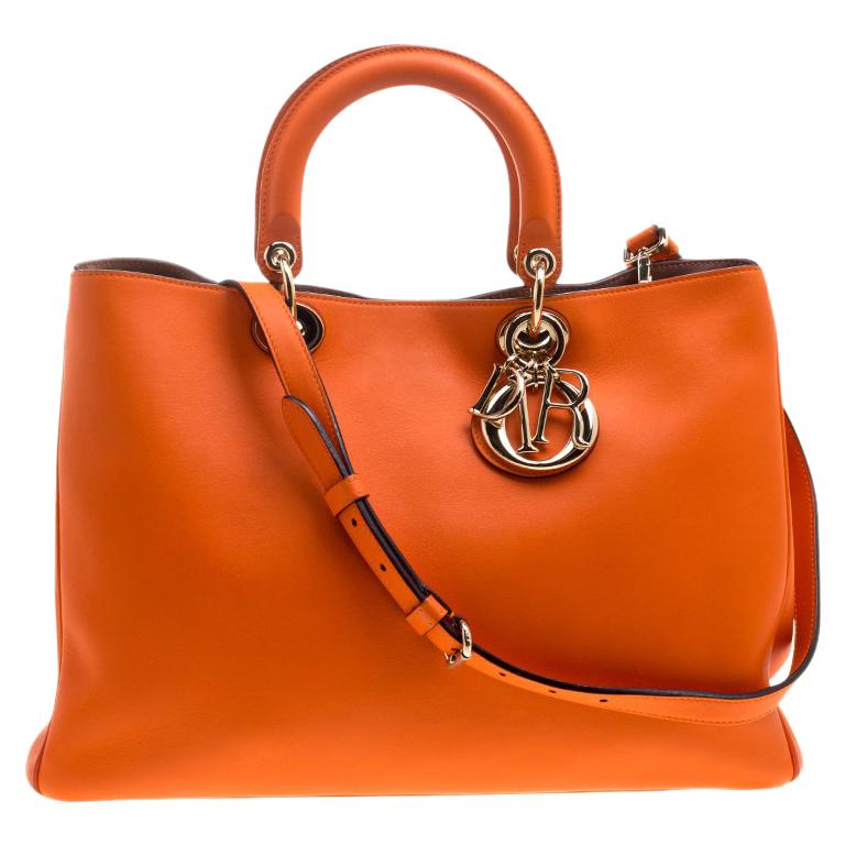 Dior Orange Leather Large Diorissimo Shopper Tote