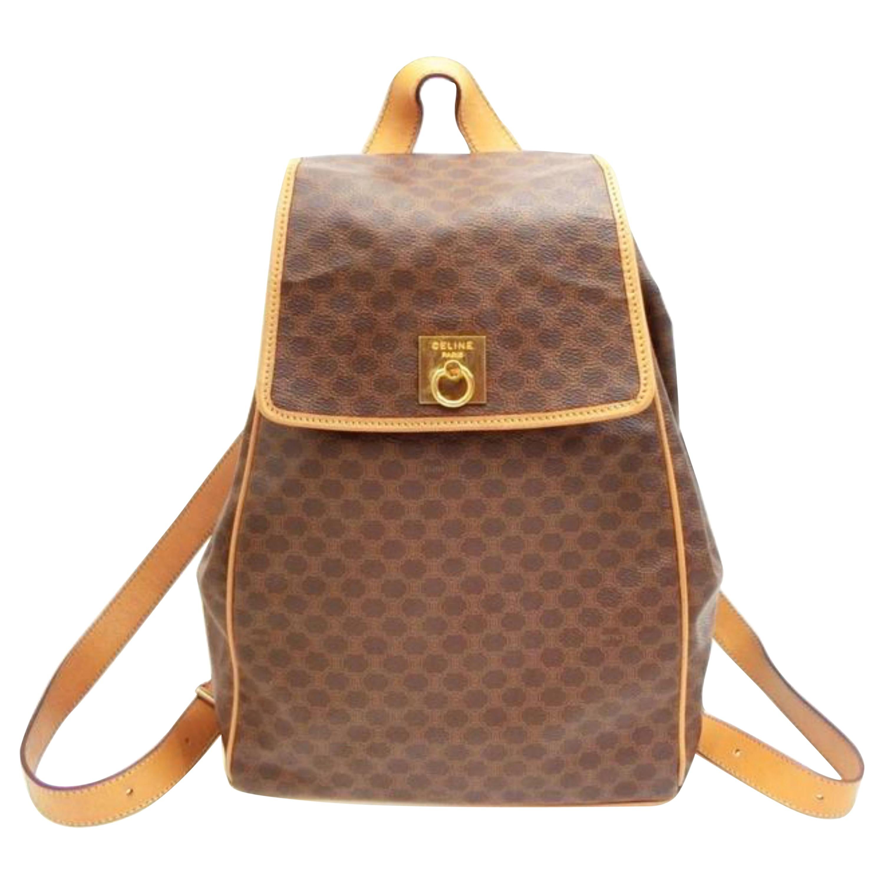 Céline Macadam Monogram 230597 Brown Coated Canvas Backpack For Sale