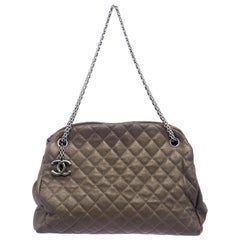 Chanel Dark Beige Quilted Caviar Leather Large Just Mademoiselle Bowling Bag