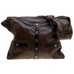 Chanel Dark Brown Leather Large Girl Chanel Bag