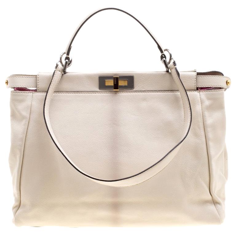 Fendi Beige Leather with Sting Ray Lining Large Peekaboo Bag For Sale ...