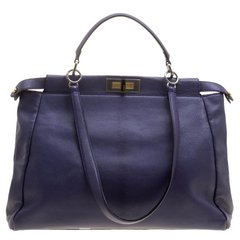 Fendi Purple Leather Large Peekaboo Top Handle Bag For Sale at 1stDibs