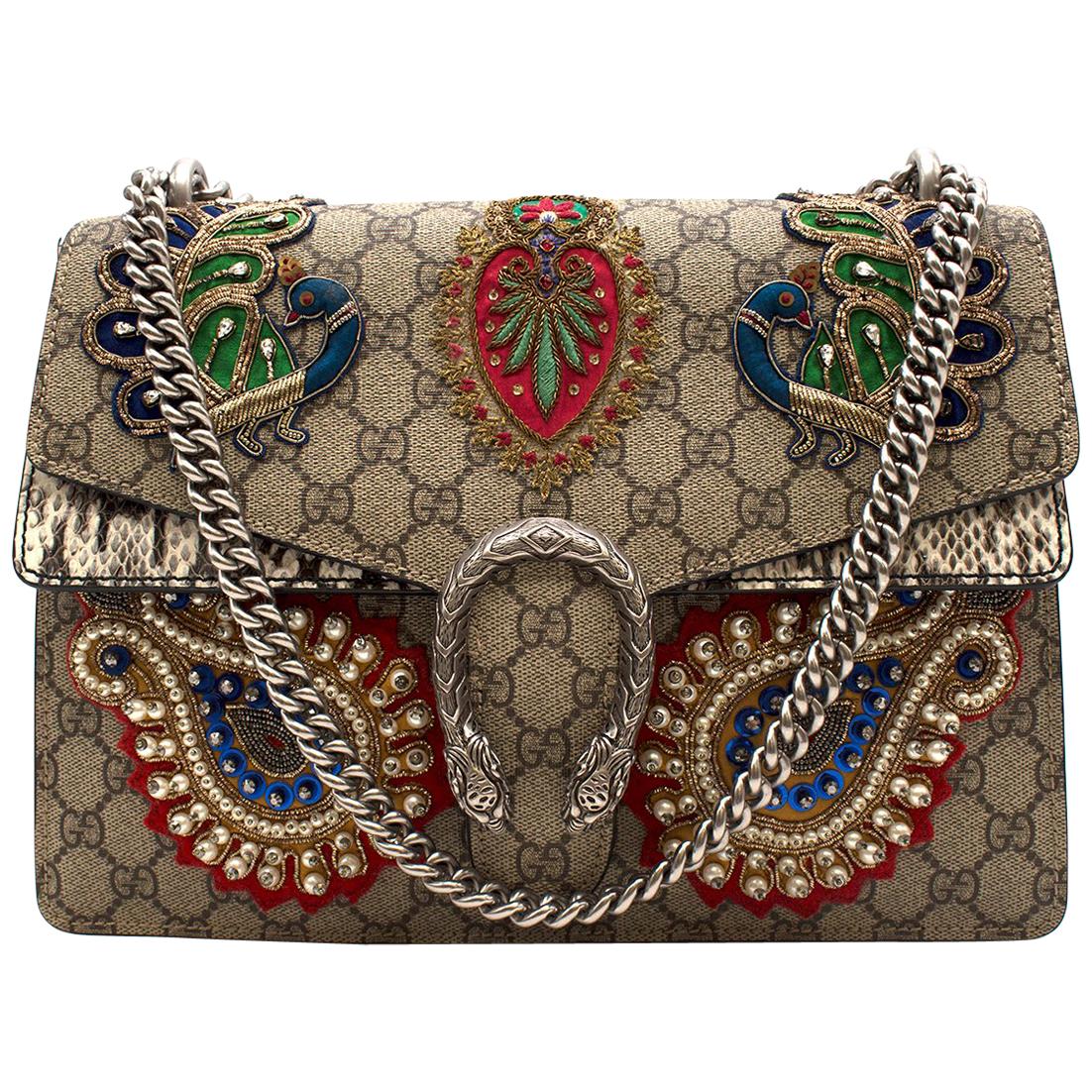 GUCCI GG Supreme Monogram Embroidered Dionysus Bag