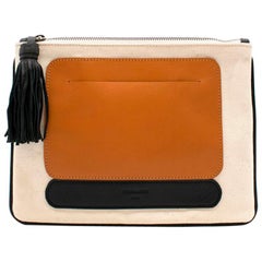 Zeus + Dione Leather & Canvas Clutch Bag 