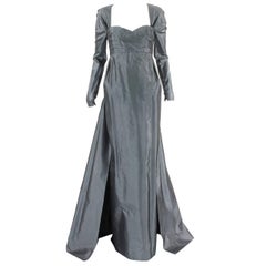 Vintage Dior Haute Couture Grey Silk Dress, Autumn Winter 1988