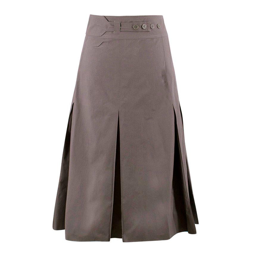 Bottega Veneta Grey Pleated Maxi Skirt US 00 For Sale