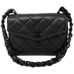 CHANEL Black Quilted Lambskin Romance Rectangular Mini Flap Bag