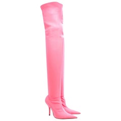 Balenciaga Neon Pink Spandex Thigh Boots US 5.5
