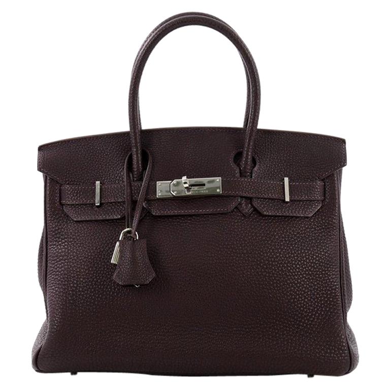 Hermes Birkin Handbag Raisin Togo with Palladium Hardware 30