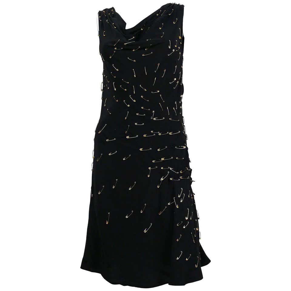 Moschino Iconic Black Safety Pin Embellished Dress US Size 8 at 1stDibs ...