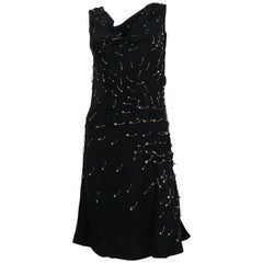 Moschino Iconic Black Safety Pin Embellished Dress US Size 8