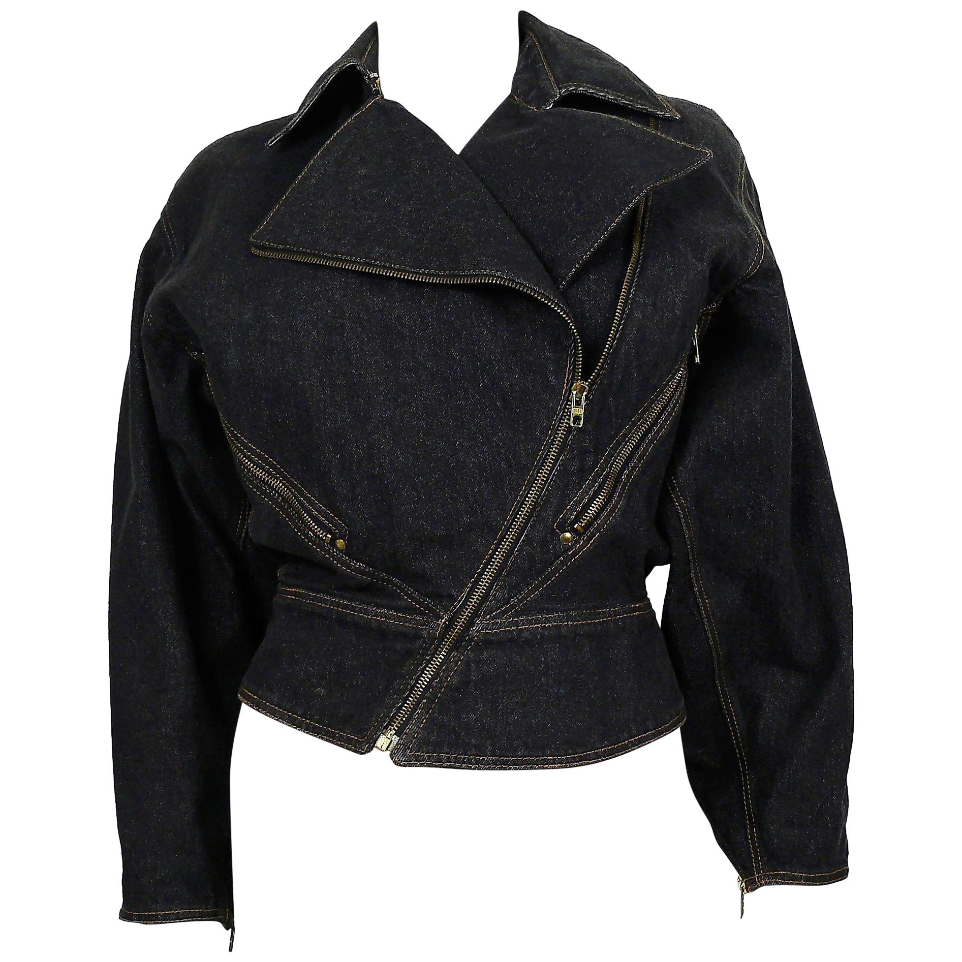 Azzedine Alaia Vintage Denim Zipper Jacket US Size 6