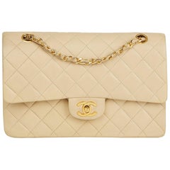 1986 Chanel Beige Quilted Lambskin Vintage Classic Double Flap Bag at  1stDibs