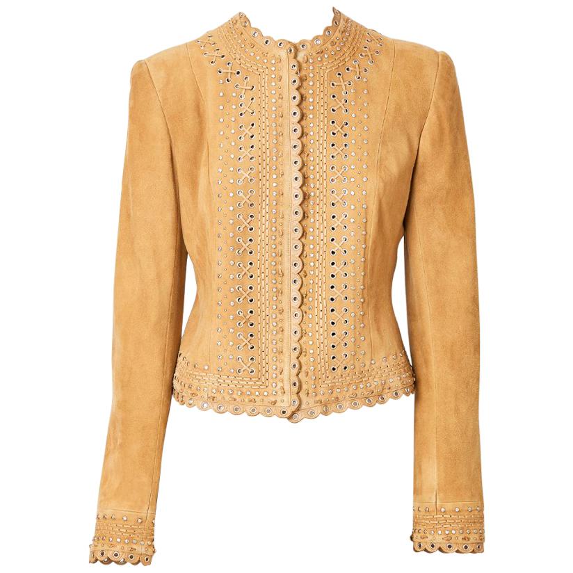 John Galliano for Christian Dior Suede Jacket with Scalloped Detail