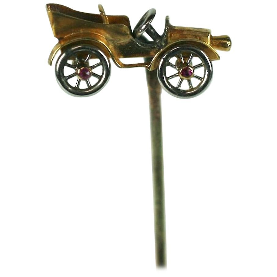 Victorian Mechanical Touring Car Stickpin For Sale