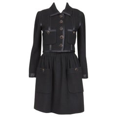 Vintage Chanel Black Tweed Boucle Suit Jacket and Skirt