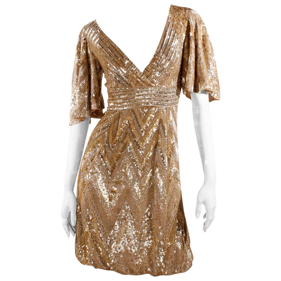 Elie Saab Gold Satin Pleated Cocktail Dress With Butterfly Wings For ...