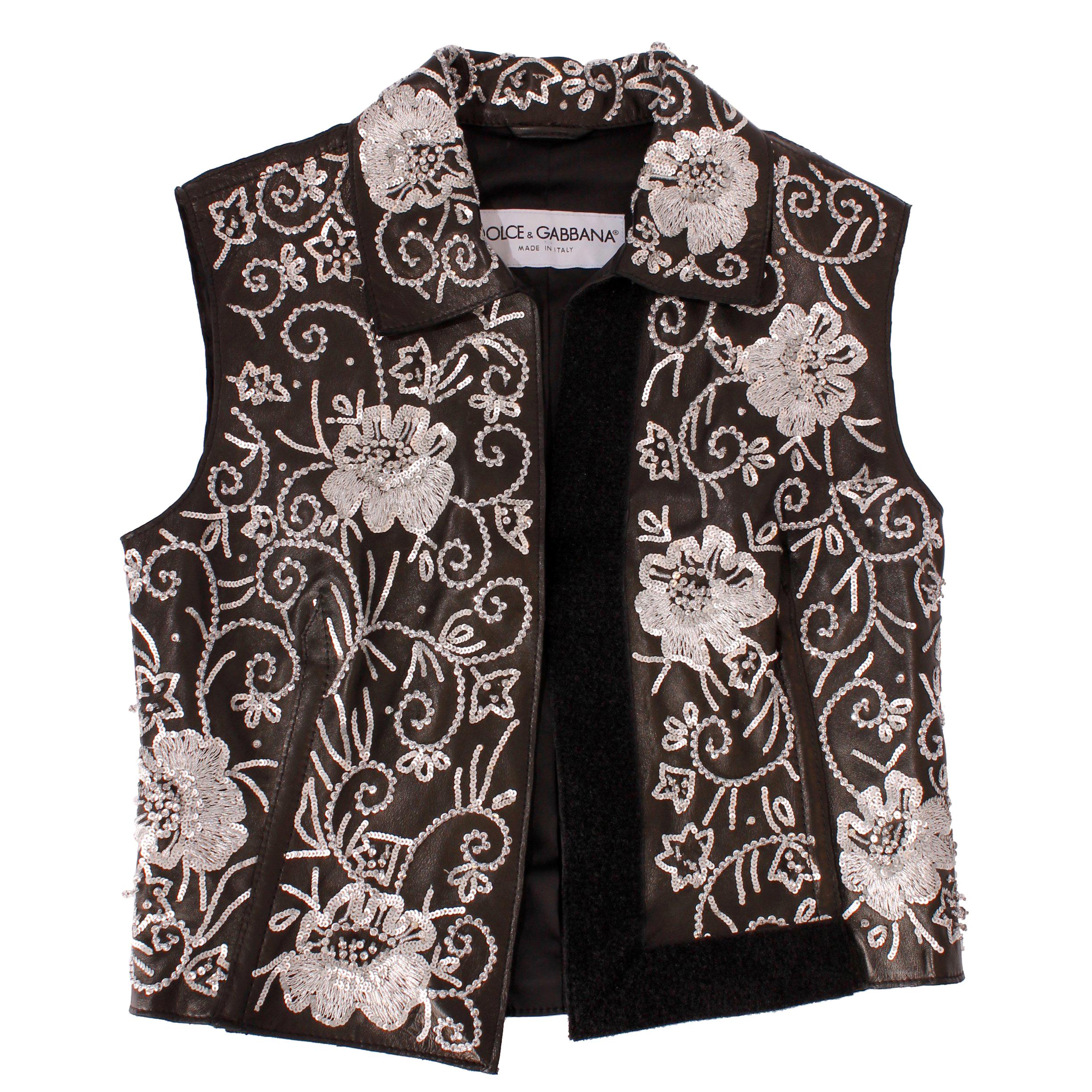 Dolce&Gabbana black leather vest For Sale