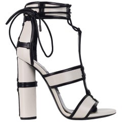 Tom Ford Womens White Paneled Leather Patchwork Sandals Pumps 