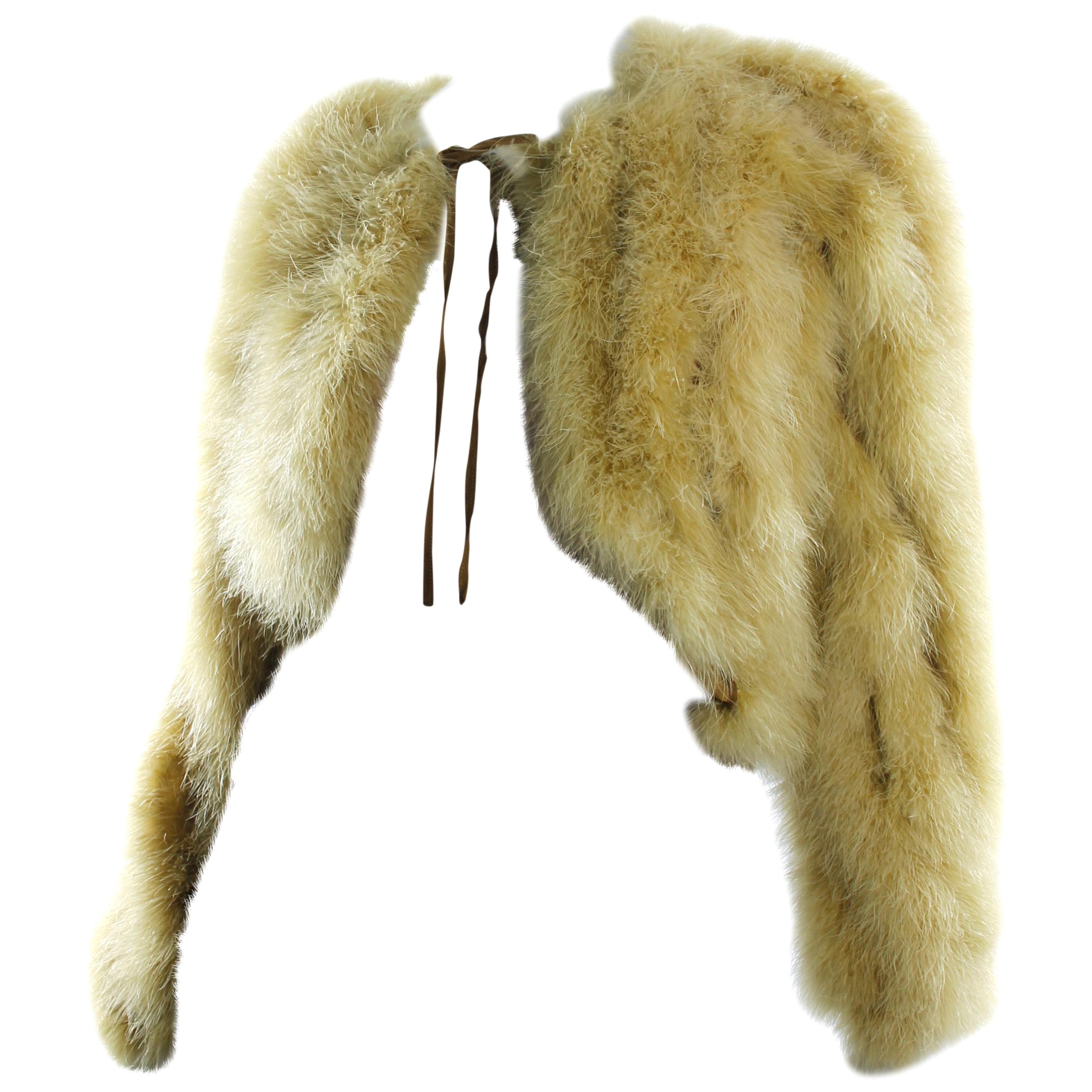 Jean Paul Gaultier Ostrich Feather Fur Coat - lime green For Sale