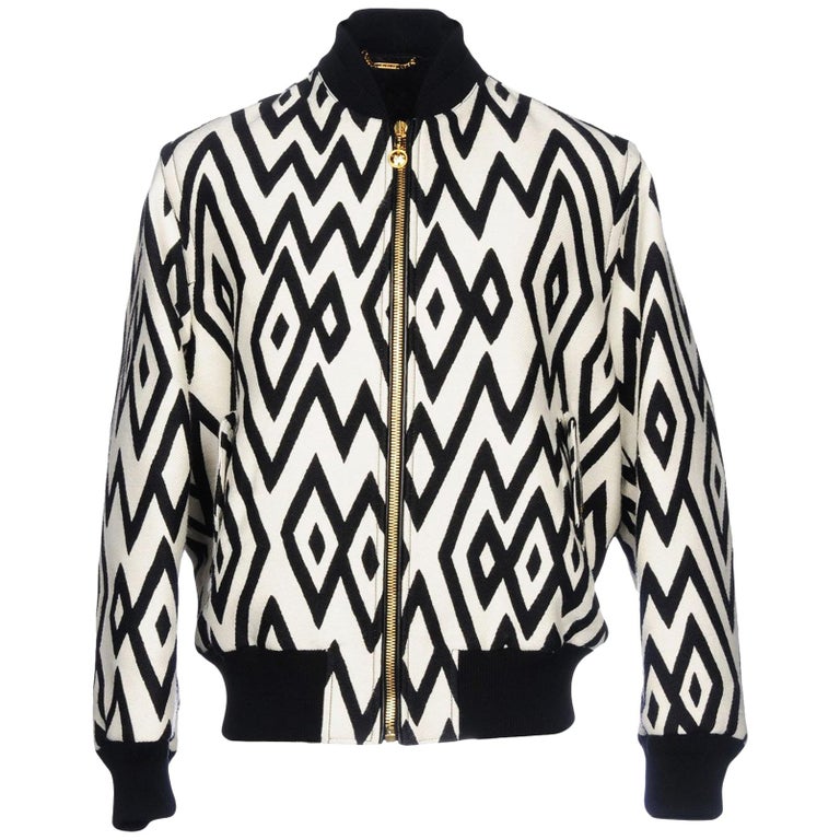 New Versace Men's Wool White Black Geometric Design Padded Bomber Jacket 52  - 42 at 1stDibs | versace varsity jacket, versace black and white jacket,  geometric jacket
