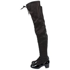 Chanel Thigh High Lace-up Boots - black