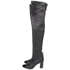 Chanel strech leather  Thigh-high Boots - black 