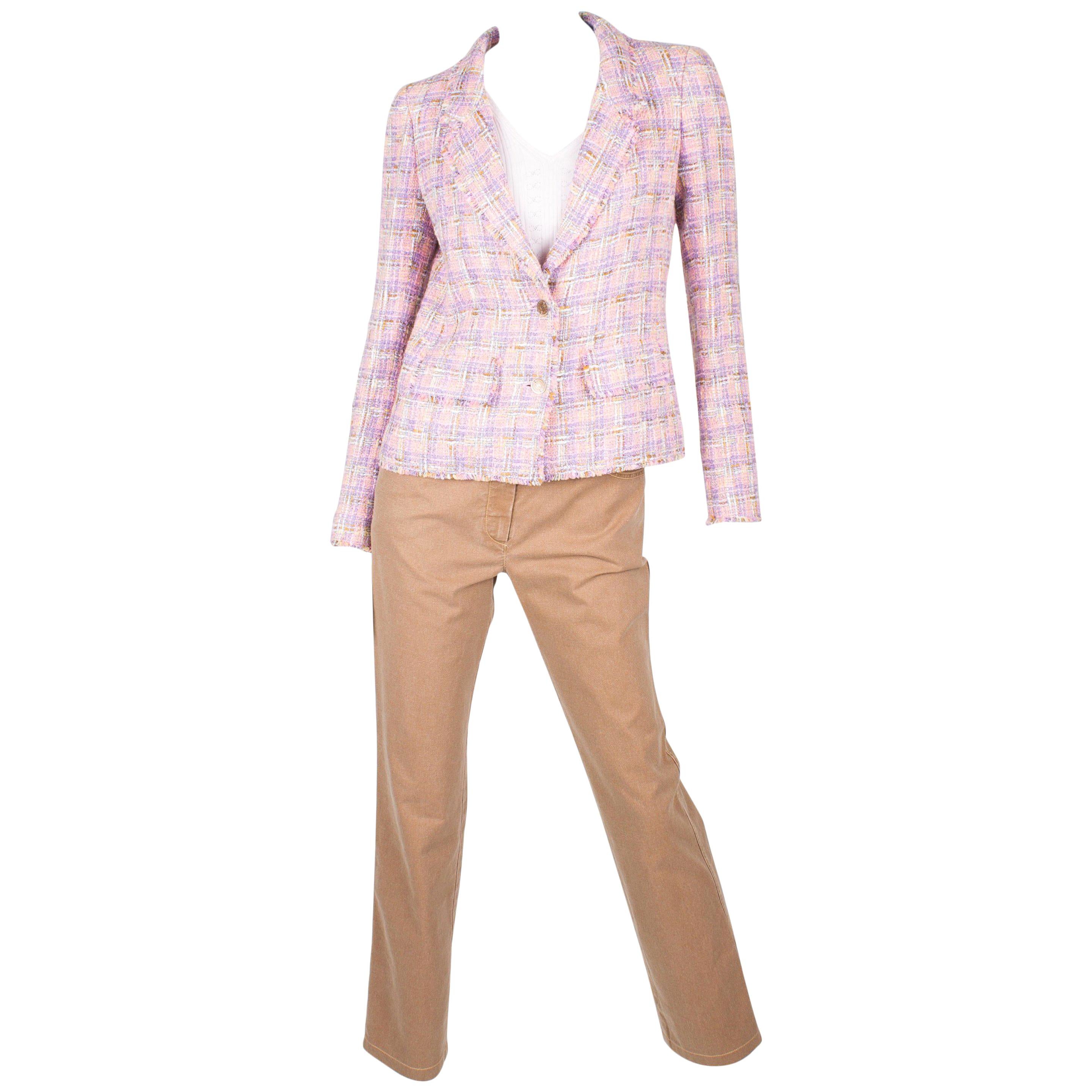 Chanel 3-pcs Suit Jacket, Pants & Top - pink/purple/brown 2005 For Sale