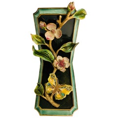 Exquisite Jay Strongwater Jeweled Enamel Dogwood Flowers and Butterfly Bookend